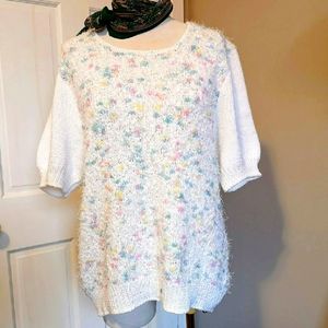 vintage eyelash fuzzy oversized sweater pastel XL